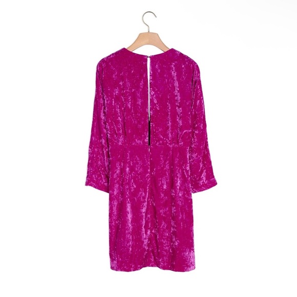 SANDRO Paris Velvet Mini Dress in The Color Garnet. - Picture 4 of 14